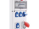 an image of a control panel with red and blue buttons