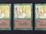 three cards with a picture of a woman and a man on them