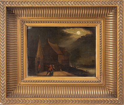 Ecole flamande du XIXe, dans le goût de TENIERS, "Scène anim…