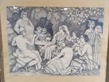 drawing of a group of people sitting around a table