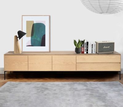 Meuble TV 3 portes 2 tiroirs ,en chêne massif naturel et pie…