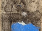 l'image d'un dessin représentant une femme assise sur un canapé