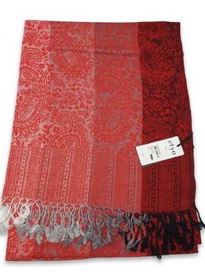 an image of a red scarf with a paisley pattern on it