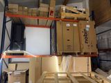 many boxes stacked on the shelves in the warehouse