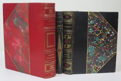 deux livres rouges et noirs posés l'un à côté de l'autre sur une surface blanche