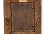 an old wooden frame with a rope around it on a white background