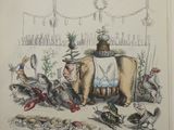 an open book with illustrations of animals and people
