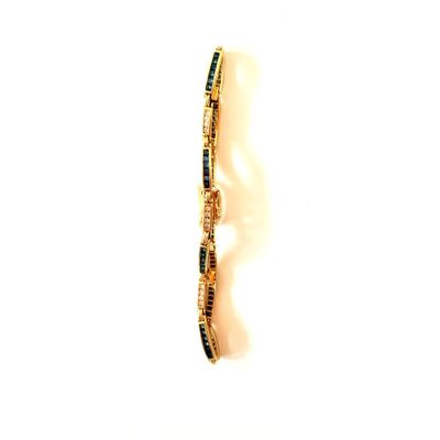 bracelet rigide en or jaune, serti de diamants et de saphirs