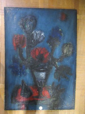 MARCHAND DES RAUX (1902-2000) "Tulipes" huile sur toile 92x6…