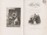 two pages of an old book with pictures of people sitting at a table