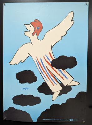 une photo d'une photo représentant un homme volant dans le ciel