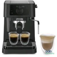 delong coffee machine with two cups of coffee next to it