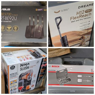 four different pictures of a box of vacuum cleaners and a box of vacuum cleaners