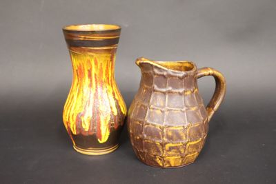 SAINT-CLEMENT Vase balustre en faïence à décor de coulures f…