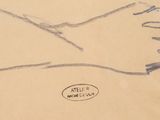 a drawing of a person ' s hand holding something