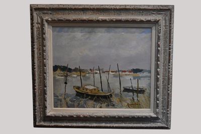 une image d'une peinture de bateaux sur l'eau