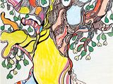 tableau représentant une femme avec un arbre dans les cheveux