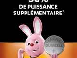the rabbit is holding a coin with the words duracell on it