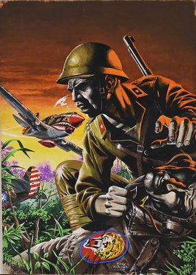 an image of a painting of a soldier with a gun in his hand