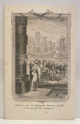 an old picture of a man standing in front of a ship