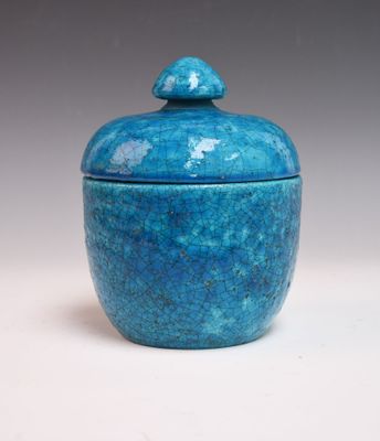 pot émaillé turquoise avec couvercle