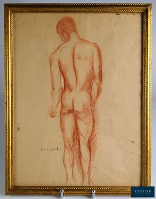 une image représentant le dessin d'un homme debout devant un mur