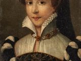 portrait of a young girl in a red and black dress
