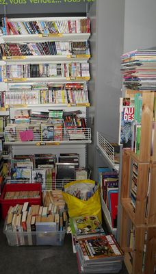 many books on the shelves in this room