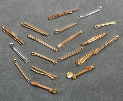 Lot de 18 pinces à cravate en plaqué or et métal argenté, ce…