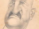 un vieux dessin représentant un homme avec une moustache et une barbichette