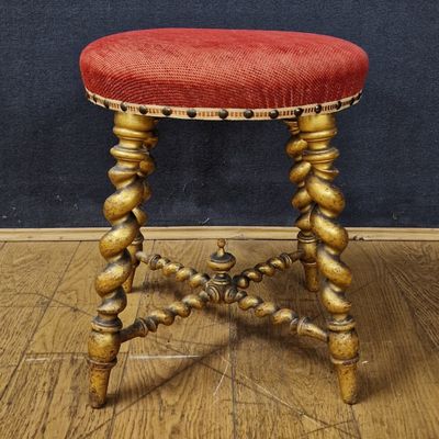 TABOURET d’Epoque Napoléon III à piètement torsadé en bois d…