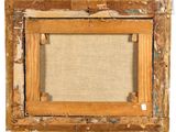 an old picture frame with a piece of wood in it
