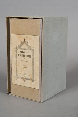 packaging for a book with a picture of a castle on it