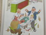 an open book with a picture of a group of people sitting at a table