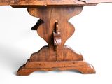 a wooden table with a wooden top on a white background