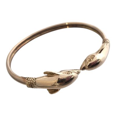 BRACELET jonc ouvrant dauphins en or jaune 585/1000° poids 17.6 g - Photo 1