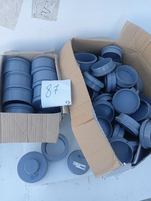 a box full of blue plastic cups and a cardboard box full of blue plastic cups