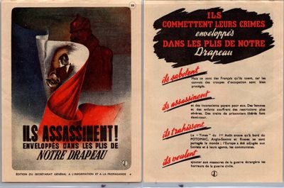 french propaganda of a woman sleeping in bed with a red blanket