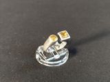 a silver ring with a citrine stone on it