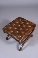 Tabouret curule en bois, piètement en X à montants courbes r… (photo 2)