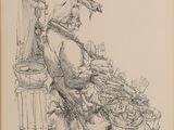 an image of a drawing of a man sitting on a bench