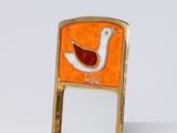 un petit miroir sur lequel est représenté un oiseau
