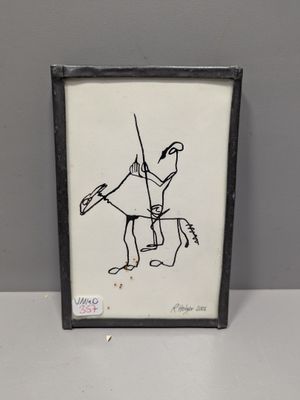 dessin représentant un homme à cheval, une épée à la main
