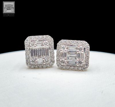 Paire de boutons d'oreilles à pans coupés en or blanc 750°/.…