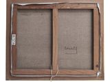 a close up of a wooden frame with a drawing on it