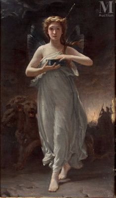 an old painting of a woman holding a book in her hands