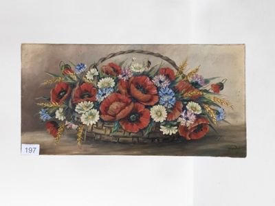 Girardot "Panier fleuri" huile sur toile signée en bas à dro…