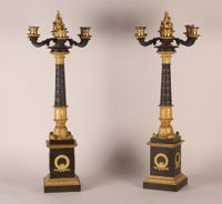 Paire de candélabre en bronze doré et à six bras de lumière,… (photo 6)