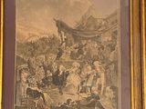 painting of a large group of people gathered around a man on a horse