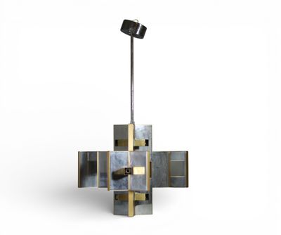 Lustre moderniste Scolari, à structure géométrique en métal … - Photo 1